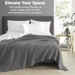 100% Cotton Blankets for Bed - Waffle Weave Blankets for Summer, Lightweight and Breathable Soft Woven Blanket for Spring (Dark Grey, Throw (50" x 60"))