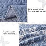 Yogeneg King Size Quilt Set,White Butterfly Botanical Pattern Blush Grey Bedding Set,3 Piece Lightweight Soft Summer Bedspread Coverlet with 2 PIillow Sham for All Season(Butterfly,110"x96")