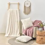 YUSOKI Luxury Faux Fur Throw Blanket(Without Pillows) 2 Layers,3lb,All Ages,Home Decoration, (Ivory,50" x 63")