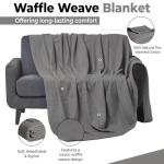 100% Cotton Blankets for Bed - Waffle Weave Blankets for Summer, Lightweight and Breathable Soft Woven Blanket for Spring (Dark Grey, Throw (50" x 60"))