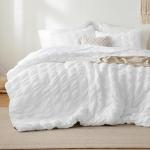 Bedsure Cooling Seersucker Comforter Sets full Size Bed 7 Piece, Soft Lightweight White Bedding All Season Summer Bed in a Bag Set With Comforters, Sheets, Pillowcases & Shams