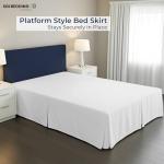 SGI Bedding 18 inch Drop Bed Skirt Queen Size - Platform Style with Secure Fit, Classic Tailored Look, Elegant Pleated Style Dust Ruffle, Split Corners, Wrinkle Resistant Microfiber - White