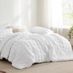 Bedsure Cooling Seersucker Comforter Sets full Size Bed 7 Piece, Soft Lightweight White Bedding All Season Summer Bed in a Bag Set With Comforters, Sheets, Pillowcases & Shams