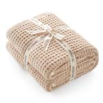 Snuggle Sac Waffle Throw Blanket for Couch Bed Sofa 50x60 inches, Reversible Beige Blanket Microfiber Fluffy Fuzzy Cozy Knit Soft Throws for Women Mothers Birthday Gifts