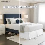 SGI Bedding 18 inch Drop Bed Skirt Queen Size - Platform Style with Secure Fit, Classic Tailored Look, Elegant Pleated Style Dust Ruffle, Split Corners, Wrinkle Resistant Microfiber - White