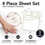 TEXAS LINEN CO. 100% Egyptian Cotton Sheets California King Size - Luxury 1500 Series Couture Comfortin' Collection Cal King Sheet Set Egyptian Cotton, (4 PC, White), 17" Deep Pocket Bedsheet Set