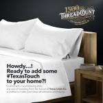 TEXAS LINEN CO. 100% Egyptian Cotton Sheets California King Size - Luxury 1500 Series Couture Comfortin' Collection Cal King Sheet Set Egyptian Cotton, (4 PC, White), 17" Deep Pocket Bedsheet Set