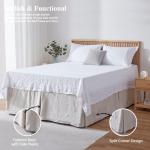 Simple&Opulence Belgian Linen Bed Skirt with Classic 14 inch Tailored Drop Dust Ruffle, Easy Fit Breathable Premium Natural Flax- Basic Linen, Queen