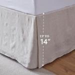 Simple&Opulence Belgian Linen Bed Skirt with Classic 14 inch Tailored Drop Dust Ruffle, Easy Fit Breathable Premium Natural Flax- Basic Linen, Queen