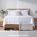 Simple&Opulence Belgian Linen Bed Skirt with Classic 14 inch Tailored Drop Dust Ruffle, Easy Fit Breathable Premium Natural Flax- Basic Linen, Queen