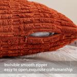 Aegero Pack of 2 Corduroy Decorative Throw Pillow Covers 18x18 Inch Fall Soft Striped Pillow Covers Modern Farmhouse Home Decor for Sofa Living Room Couch Bed(Rust)