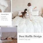 Simple&Opulence Belgian Linen Bed Skirt with Classic 14 inch Tailored Drop Dust Ruffle, Easy Fit Breathable Premium Natural Flax- Basic Linen, Queen