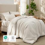 Bedsure King Size Comforter Set Beige - Bed in a Bag King Bedding 7 Pieces, Cationic Dyed Bed Set Gift for Family, Beige Soft Bedding for All Seasons Comforter with Sheets, Pillowcases & Shams