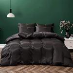 P Pothuiny 5 Pieces Satin Duvet Cover King Size Set, Luxury Silky Like Black Duvet Cover Bedding Set with Zipper Closure, 1 Duvet Cover + 4 Pillow Cases (No Comforter)
