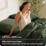 Bedsure Cooling Duvet Cover Queen, 100% Viscose from Organically Grown Bamboo, PureWoven Luxury Silky Soft Duvet Cover Set for Hot Sleepers & Night Sweats, with 2 Pillow Shams (Olive Green, 90"x90")