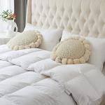 kitletsuit Boho Round Throw Pillow with Cute Handmade Pom Poms Tassels 18 Inch, Decorative Circular Knitted Crochet Cushion for Couch, Sofa, Chair, Bed, Beige