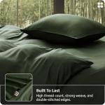 Bedsure Cooling Duvet Cover Queen, 100% Viscose from Organically Grown Bamboo, PureWoven Luxury Silky Soft Duvet Cover Set for Hot Sleepers & Night Sweats, with 2 Pillow Shams (Olive Green, 90"x90")