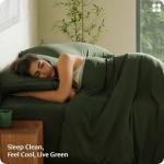 Bedsure Cooling Duvet Cover Queen, 100% Viscose from Organically Grown Bamboo, PureWoven Luxury Silky Soft Duvet Cover Set for Hot Sleepers & Night Sweats, with 2 Pillow Shams (Olive Green, 90"x90")