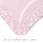 Homiest 3-Pieces Ruffle Pillow Case & Satin Fitted Sheet Set, Blush Pink Queen Satin Sheets with 2 Ruffled Pillow Shams, 15 Inch Deep Pocket, Cute & Coquette Silk-Like Bed Set for Decorating Bedroom