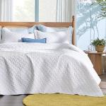 Bedsure Quilts Queen Size - Lightweight Bedspreads Queen Size with Basket Weave Pattern, Soft Quilt Bedding Set, White Comforter Set Coverlet for All Seasons with 2 Pillow Shams (90" x 96")