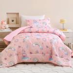 Homilay Toddler Size Pink Unicorn Comforter Set for Kids, Toddler, Boys&Girls, 4 Pieces Bed-in-a-Bag Bedding Set, All Season Ultra Soft Oeko TEX Sheets Set with Comforter, (Princess Dream)