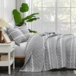 Andency Quilts Queen Size Grey, 3 Pieces Queen Quilt Bedding Set Boho Lightweight Soft Striped Bedspread for All Season (90"x96"), Gray Printed Bohemian Polyester Reversible Coverlet Comoforter Sets