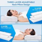 zibroges Cervical Neck Pillow for Pain Relief- Queen Size Adjustable Cooling Pillow for Sleeping, Memory Foam Pillows for Neck Shoulder, Ergonomic Contour Bed Pillow for Side, Stomach & Back Sleepers