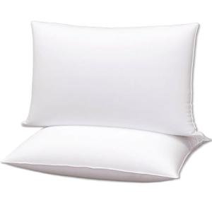 Gooeb Flat Ultra Thin Bed Pillows Standard Size Pillow Set of 2 Extra Soft Down Alternative for Stomach Back Sleeper White 20x26inches
