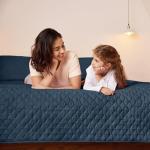 Exclusivo Mezcla Reversible King Size Quilt Bedding Set with Pillow Shams, Lightweight Quilts King Size, Soft Bedspreads Bed Coverlets for All Seasons - (Navy Blue, 104"x96")