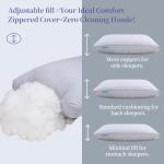 SLEEPDIARY Pillow Queen Size,Hotel-Quality Bed Pillows with Zipper for Adjustable Loft, Machine Washable, Down Alternative Filling for Back, Side & Stomach Sleepers,Gray