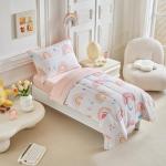 Joyreap 4 Piece Toddler Bedding Set- Pink Rainbow Lovely Design, Microfiber Toddler Bedding Comforter Set for Kids Girls