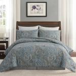 Cozaline 100% Cotton Duvet Cover King Size Blue Boho Paisley Pattern Duvet Cover Sets with Zipper Closure 3 Pcs Soft & Breathable Luxury Bedding Sets