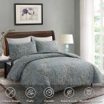 Cozaline 100% Cotton Duvet Cover King Size Blue Boho Paisley Pattern Duvet Cover Sets with Zipper Closure 3 Pcs Soft & Breathable Luxury Bedding Sets