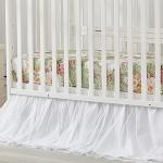 Brandream Crib Bedding Sets for Girls Garden Floral Nursery Set 3-Piece | Ruffled Baby Comforter, Crib Sheet and Tulle Lace Crib Bed Skirt, Green White
