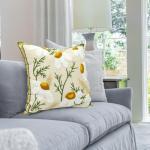 Alysheer Floral Embroidered Fall Decorative Throw Pillow Covers 18"x 18" Set of 2, Farmhouse Daisy Flowers Patterned Canvas Cushion Cases for Couch Bed Living Room Decor