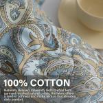 Cozaline 100% Cotton Duvet Cover King Size Blue Boho Paisley Pattern Duvet Cover Sets with Zipper Closure 3 Pcs Soft & Breathable Luxury Bedding Sets