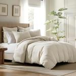 WDCOZY 100% Cotton Luxury Honeycomb Duvet Cover Set Queen Size with Hidden Zipper, Neutral Beige Waffle Weave Bedding, Textured Soft and Breathable Washed, Linen Like, 3 Pieces, 90x90 inches