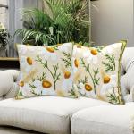 Alysheer Floral Embroidered Fall Decorative Throw Pillow Covers 18"x 18" Set of 2, Farmhouse Daisy Flowers Patterned Canvas Cushion Cases for Couch Bed Living Room Decor