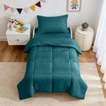 ZPECC Toddler Bedding Set - 4 Piece Hypoallergenic Baby Crib Bedding Set for Boys and Girls, Includes Toddler Comforter, Flat Sheet, Fitted Sheet and Pillowcase, Teal