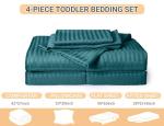 ZPECC Toddler Bedding Set - 4 Piece Hypoallergenic Baby Crib Bedding Set for Boys and Girls, Includes Toddler Comforter, Flat Sheet, Fitted Sheet and Pillowcase, Teal
