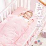 Wowelife Girl Crib Bedding Set, 3-Piece Crib Comforter Set for Girls, Boho Ruffle Pink Nursery Bedding Set Include Crib Comforter, Crib Fitted Sheet and Crib Skirt, Pink