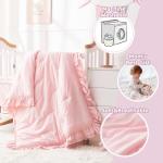 Wowelife Girl Crib Bedding Set, 3-Piece Crib Comforter Set for Girls, Boho Ruffle Pink Nursery Bedding Set Include Crib Comforter, Crib Fitted Sheet and Crib Skirt, Pink