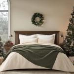 EVERGRACEHOME Chunky Chenille Knit Throw Blanket for Couch, Soft Luxurious Moss Stitch Chair Blankets for Bed, Cozy Decorative Farmhouse Knitted Throws for Sofa, Olive Green, 50" x 60"