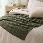 EVERGRACEHOME Chunky Chenille Knit Throw Blanket for Couch, Soft Luxurious Moss Stitch Chair Blankets for Bed, Cozy Decorative Farmhouse Knitted Throws for Sofa, Olive Green, 50" x 60"
