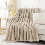 YIICKO Khaki Throw Blanket for Couch Sofa 50x60 inches Striped Fleece Blankets Room Home Decor Lightweight Plush Soft Cozy Gifts for Women Mom Girls
