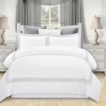 SUPERIOR Glenmont Embroidered Duvet Cover Set, Long-Staple Cotton, Full/Queen White