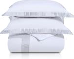 SUPERIOR Glenmont Embroidered Duvet Cover Set, Long-Staple Cotton, Full/Queen White