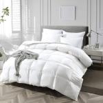 APSMILE Fluffy Heavyweight Down Feather Fibers Comforter Super King Size, Thick Duvet for Winter Climates/Cold Sleepers -Ultra Soft 100% Organic Cotton Cover, Luxury Duvet Insert (White, 120x120)