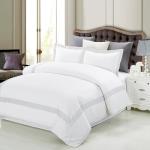 SUPERIOR Glenmont Embroidered Duvet Cover Set, Long-Staple Cotton, Full/Queen White