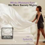 Bamboo Viscose & Silk Blended Silver Infused Queen Bed Sheets, 10% Silver for Permanent Self-Purifying & Clear Skin & Acne-Prone, Cooling Sheets Bedding for Hot Sleepers, Natural Odor Control Sheets